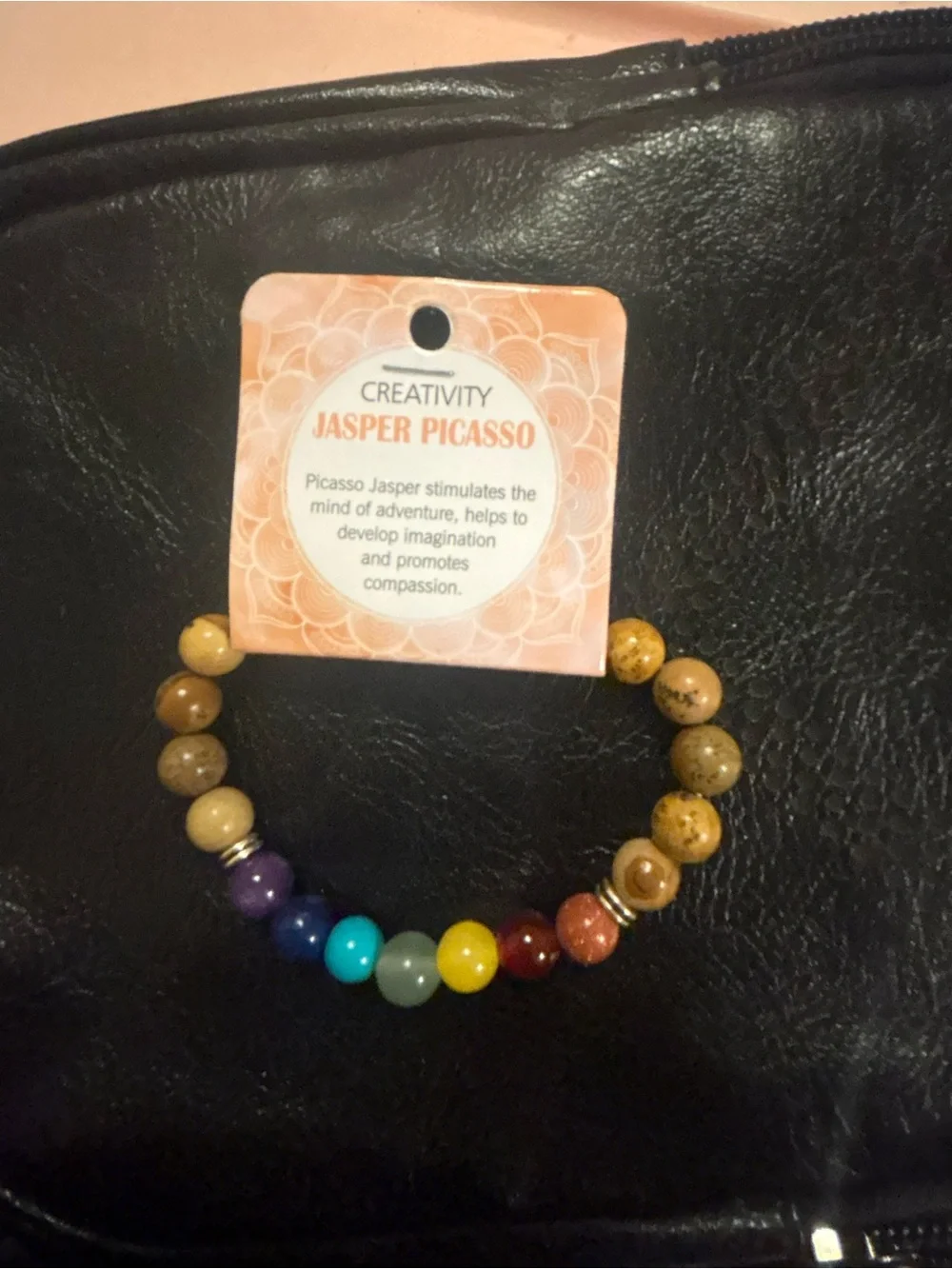 Jasper Picasso Beaded Chakra Stretch Bracelet - Multicolor